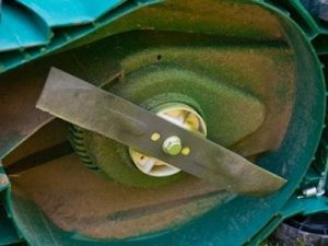 Underside of lawn mower